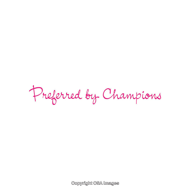 Elegant Pink Script Reading 'Preferred by Champions' on White Background