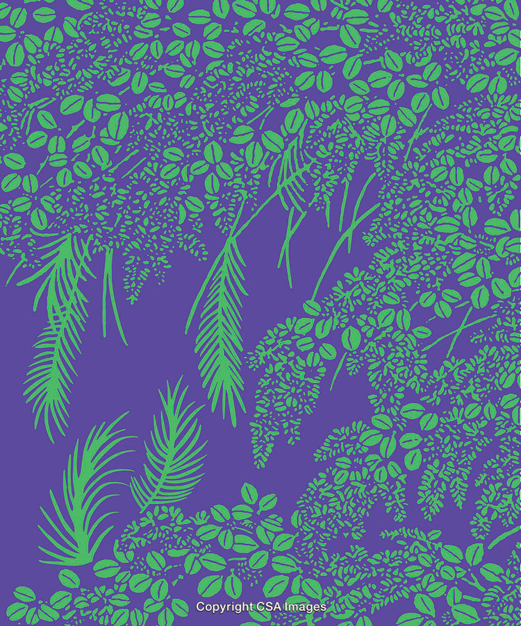 Lush Green Foliage Design on a Vibrant Blue Background
