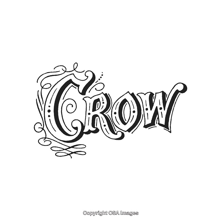 Vintage Ornamental Typography Featuring the Word 'Crow' With Decorative Elements