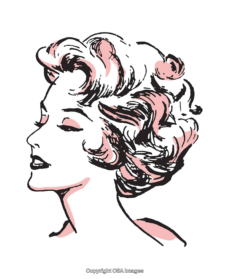 Elegant Retro Woman Illustration with Delicate Hair Styling