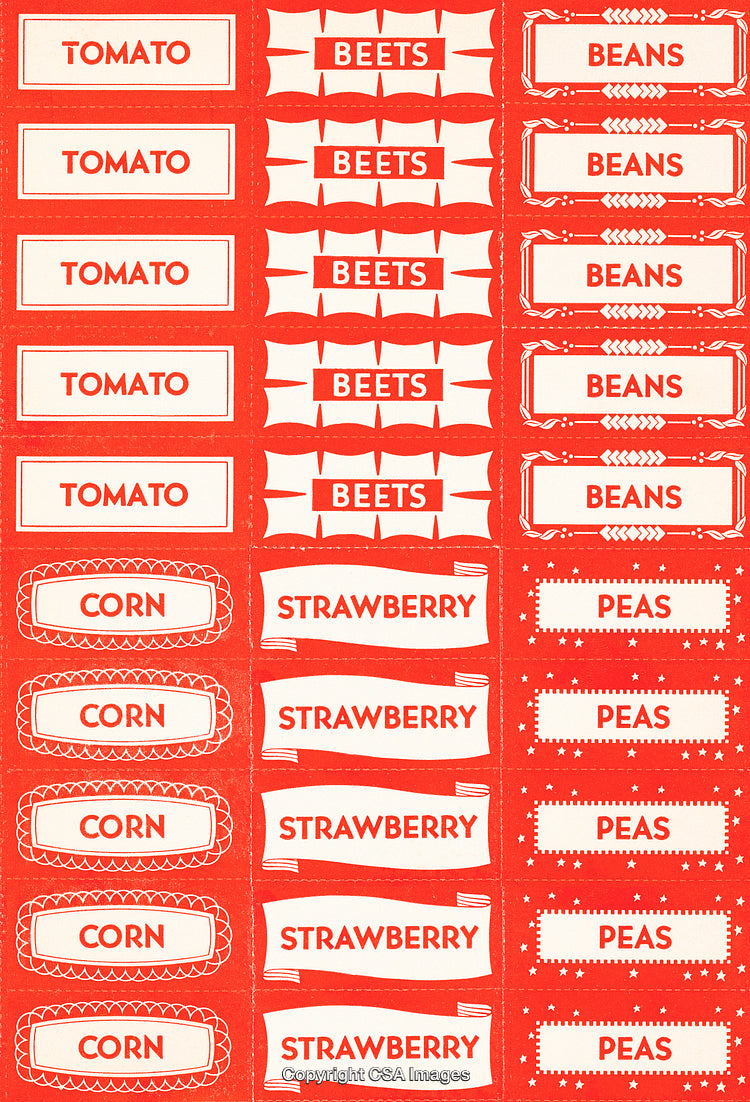 Retro Style Food Labels Design Featuring Type and Iconic Patterns