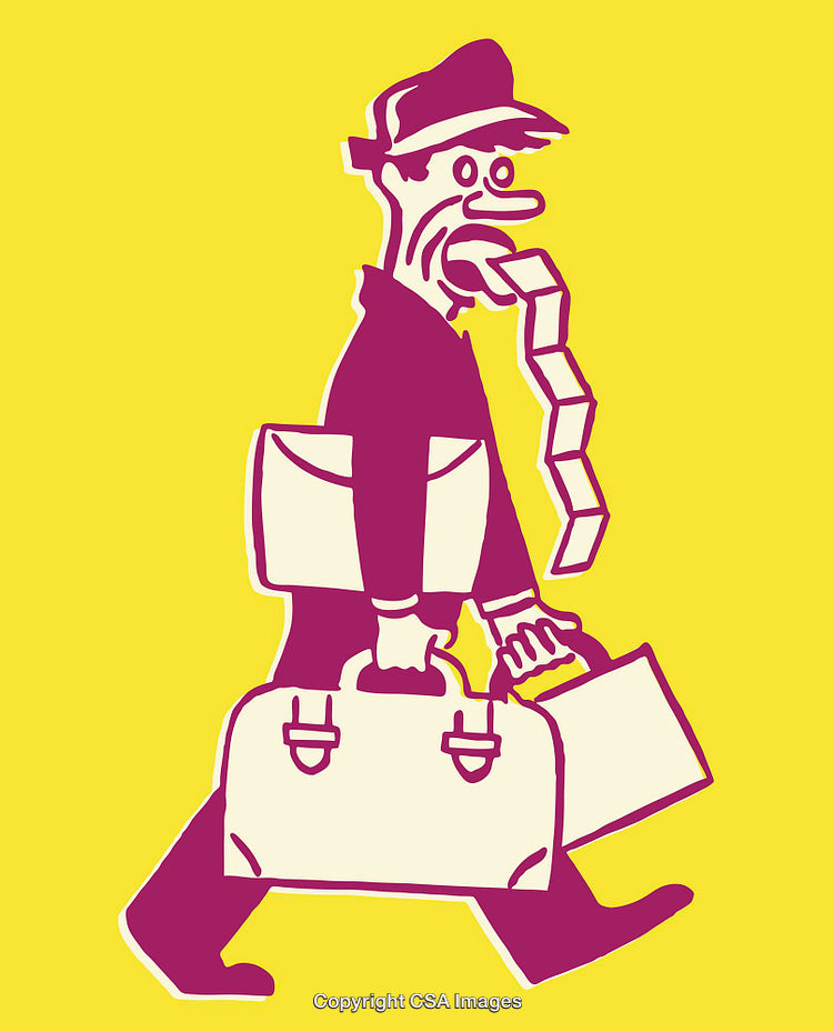 Colorful Line Art Illustration of a Businessman with Quirky Accents