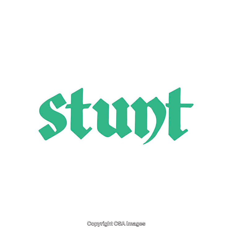 Stylized Green Stunt Word Typography on a Clean White Background