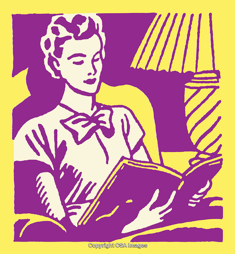 Elegant Line Art of Woman Reading in Cozy Interior Design
