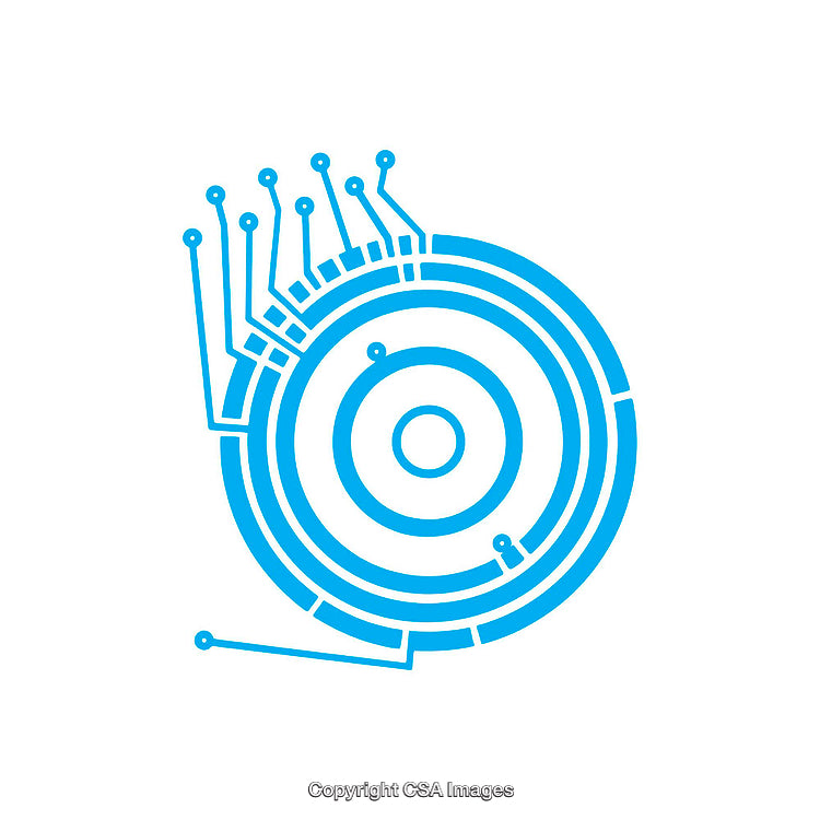 Abstract Blue Technology-Inspired Circular Design with Geometric Patterns