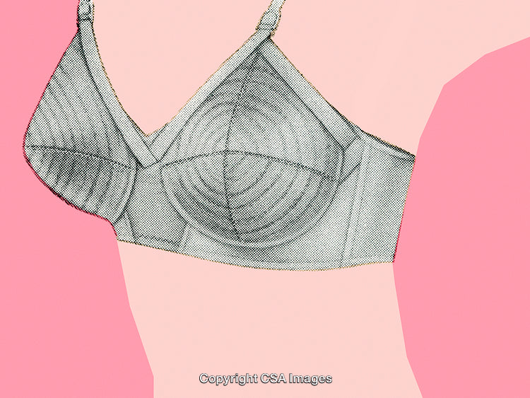 Abstract Vintage-Inspired Illustration of a Bra on a Pink Background