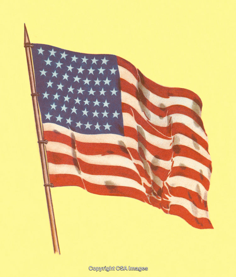 American Flag Waving on a Yellow Background Representing Patriotism and Unity