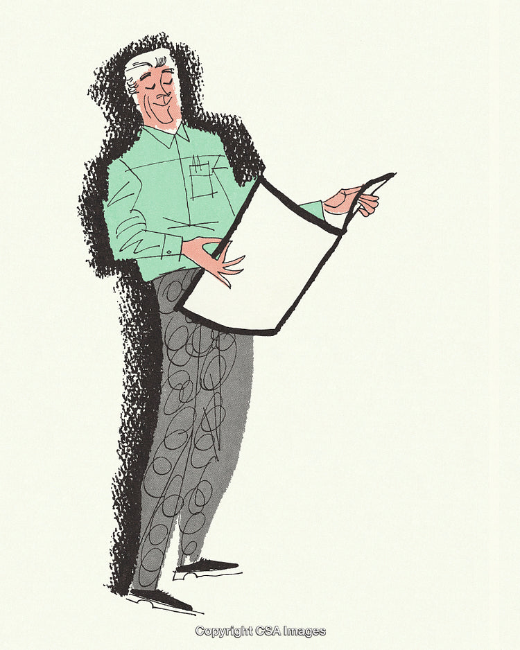 Illustration of a Man Holding a Plan Document With Artistic Style