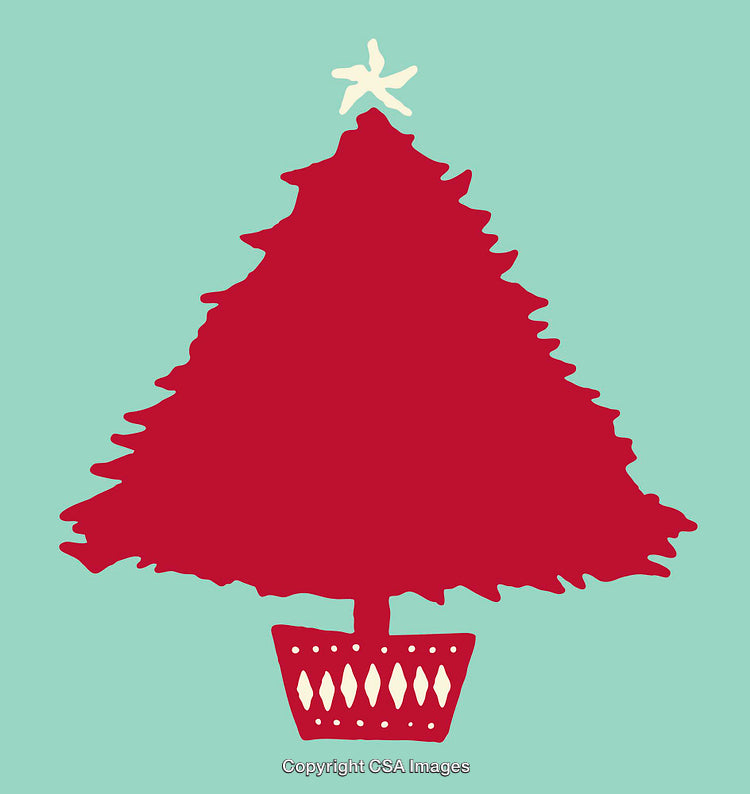 Minimalistic Red Christmas Tree Illustration With Festive Modern Style