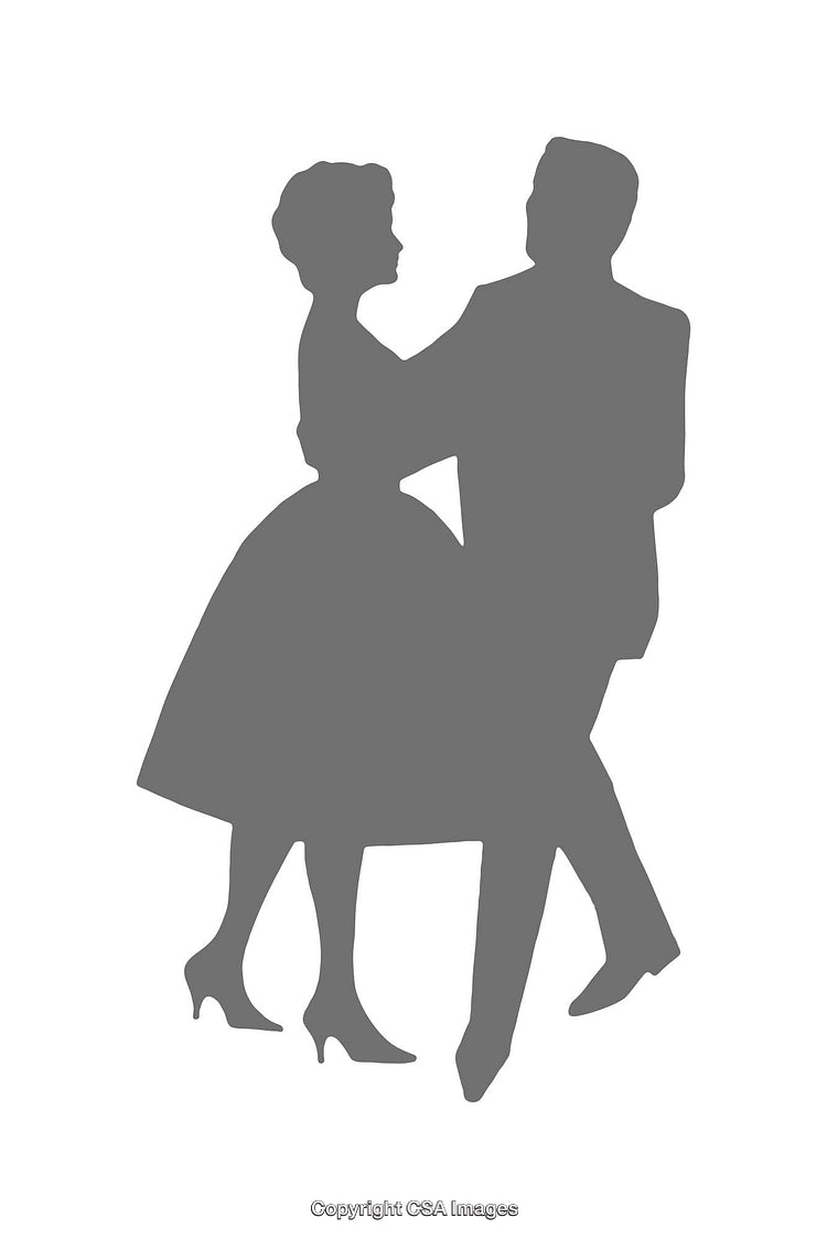 Silhouette of Couple Dancing Gracefully in Elegant Ballroom Attire