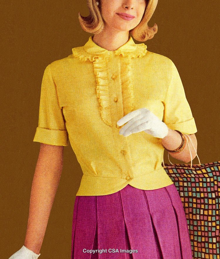 Stylish Retro Fashion with Bright Yellow Top and Bold Accessories