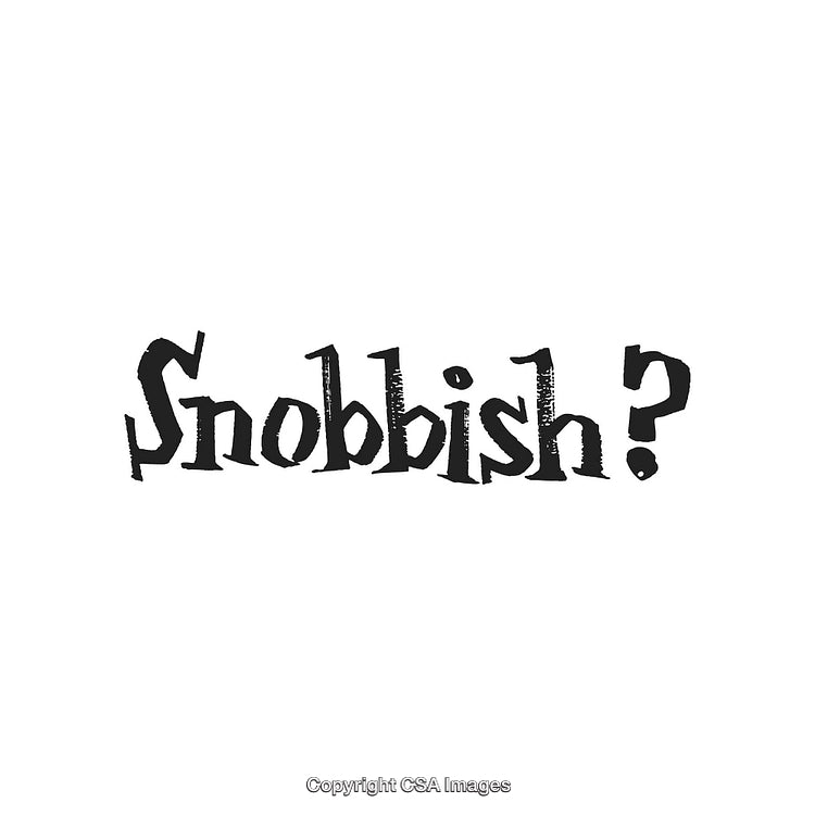 Black Stylized Text Highlighting the Word Snobbish on a White Background