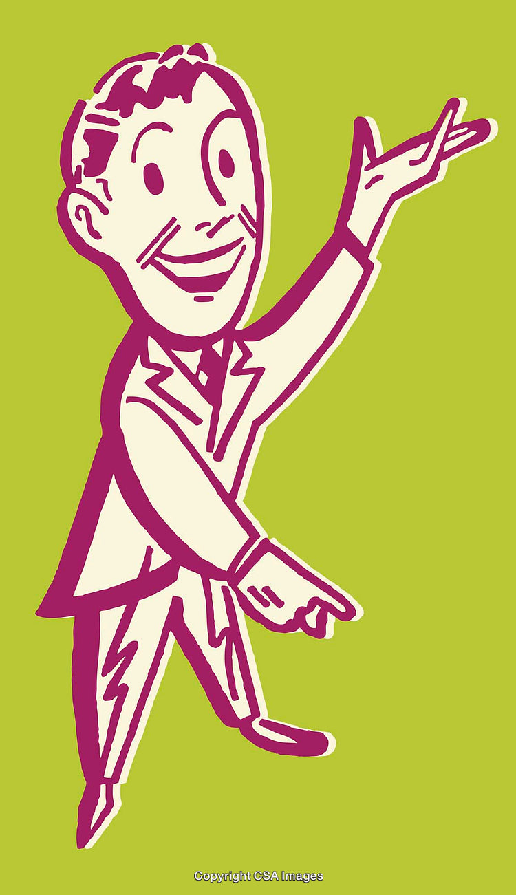 Retro Style Illustration of a Friendly Cartoon Character on a Green Background