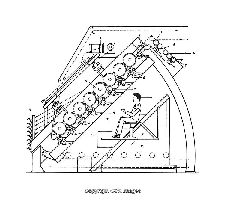 Detailed Black and White Diagram of a Mechanical Transport System