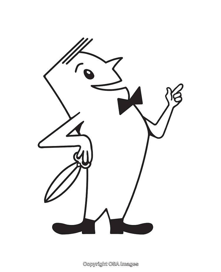 Retro Stylized Character Illustration Featuring a Cheerful Mascot in Elegant Attire
