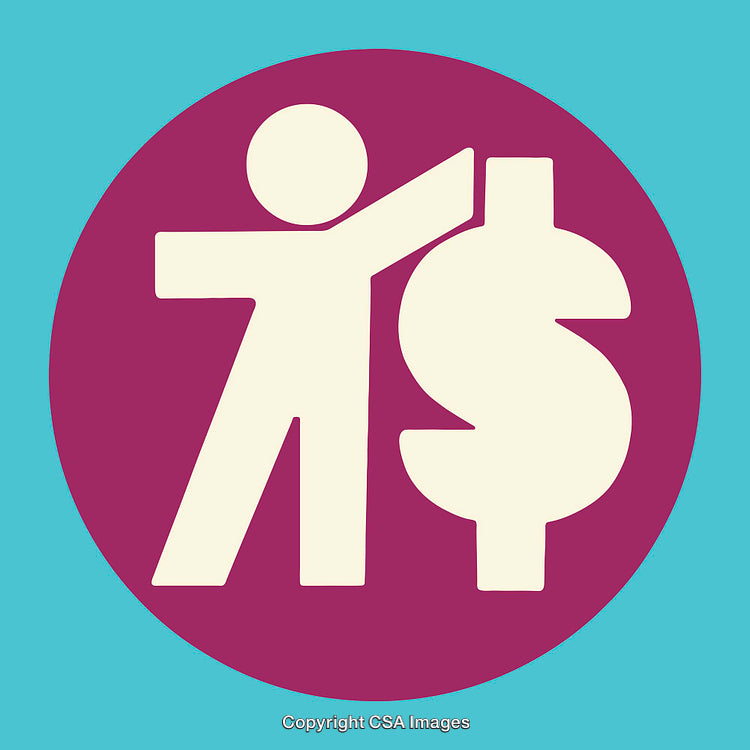 Stick Figure with Dollar Sign Representing Business and Financial Success