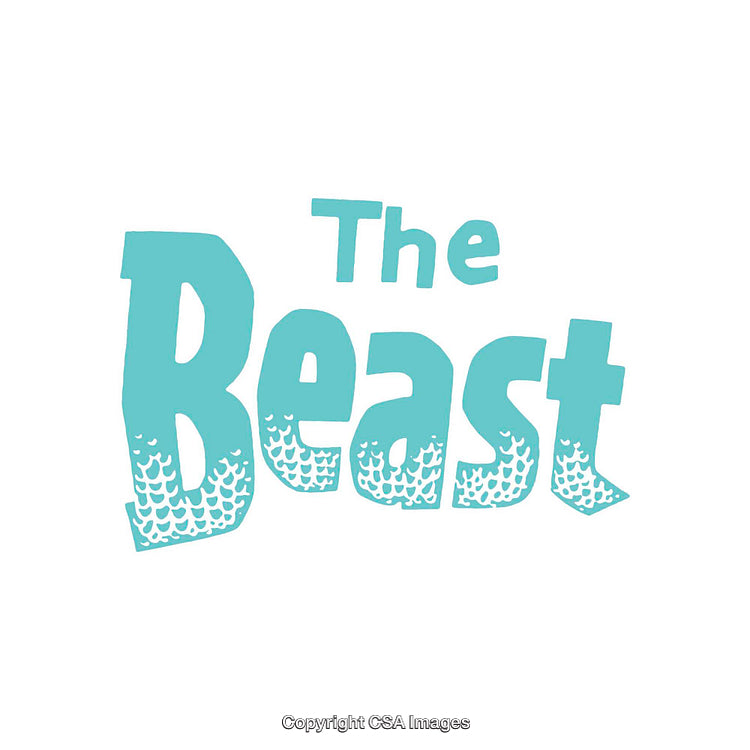 Creative Text-Based Artwork Featuring the Words 'The Beast' in Blue Tones