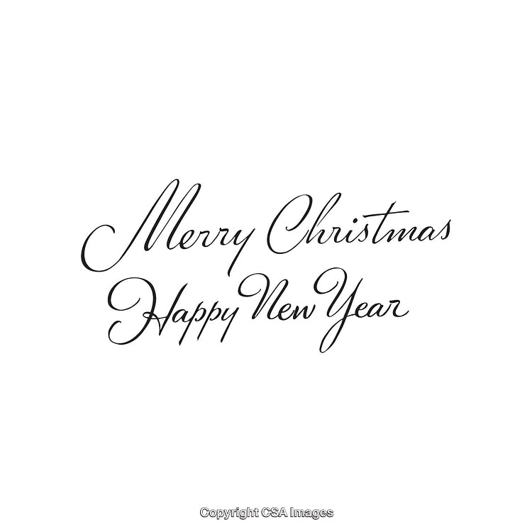 Elegant Calligraphy Saying Merry Christmas and Happy New Year on White