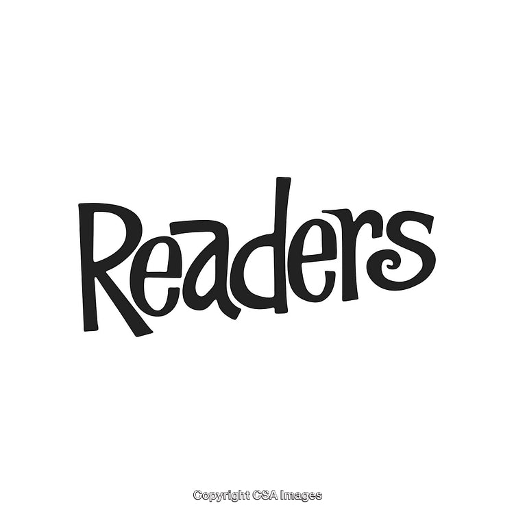Stylized Illustration of the Word Readers in Bold Black Font on White Background