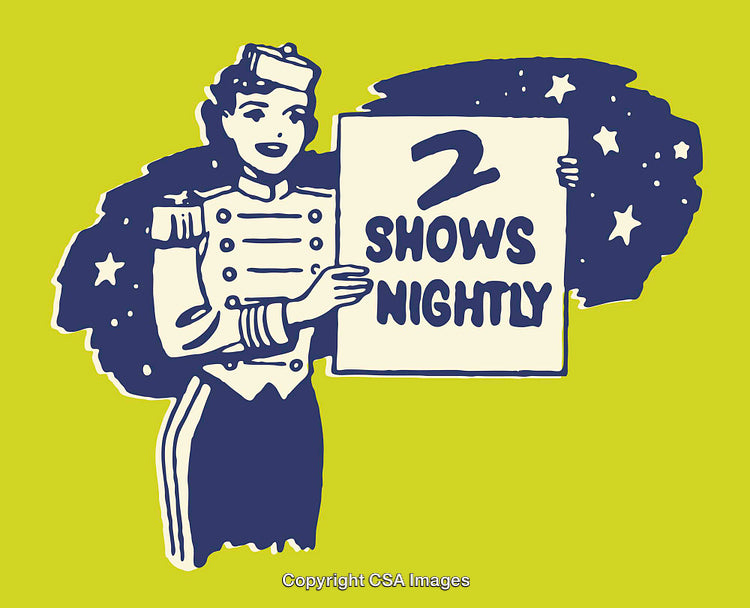 Retro Style Illustration Promoting Nightly Entertainment Shows with Bold Design
