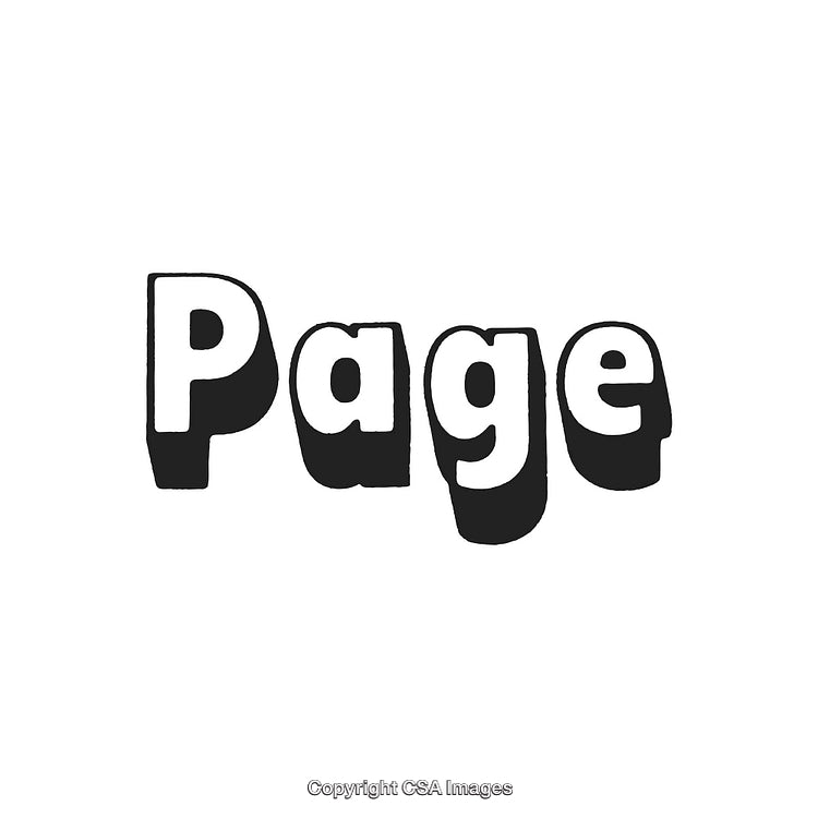 Black and White Text Illustration Depicting the Word 'Page' in Bold Font