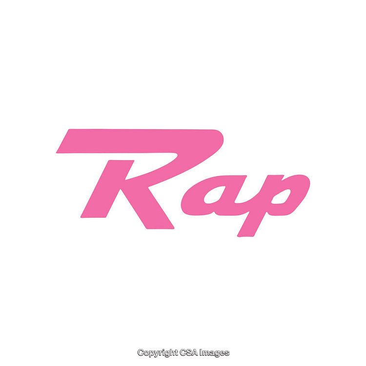 Pink Rap Logo on White Background in Bold Lettering Style