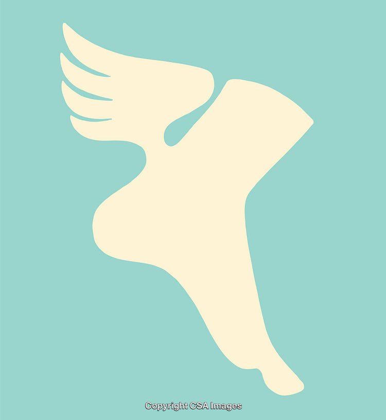 Abstract Winged Foot Illustration on Pastel Background
