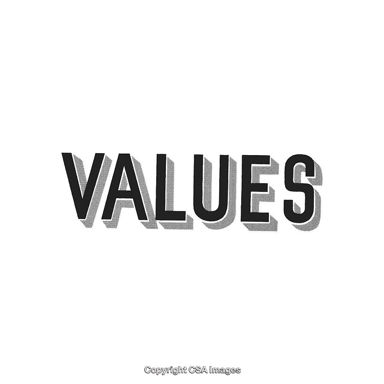 Modern Graphic Illustration Featuring the Word Values in Bold Typography