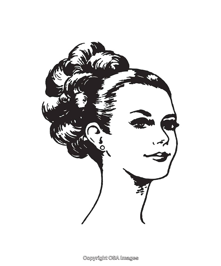 Elegant Black-and-White Line Art Portrait of a Stylish Woman