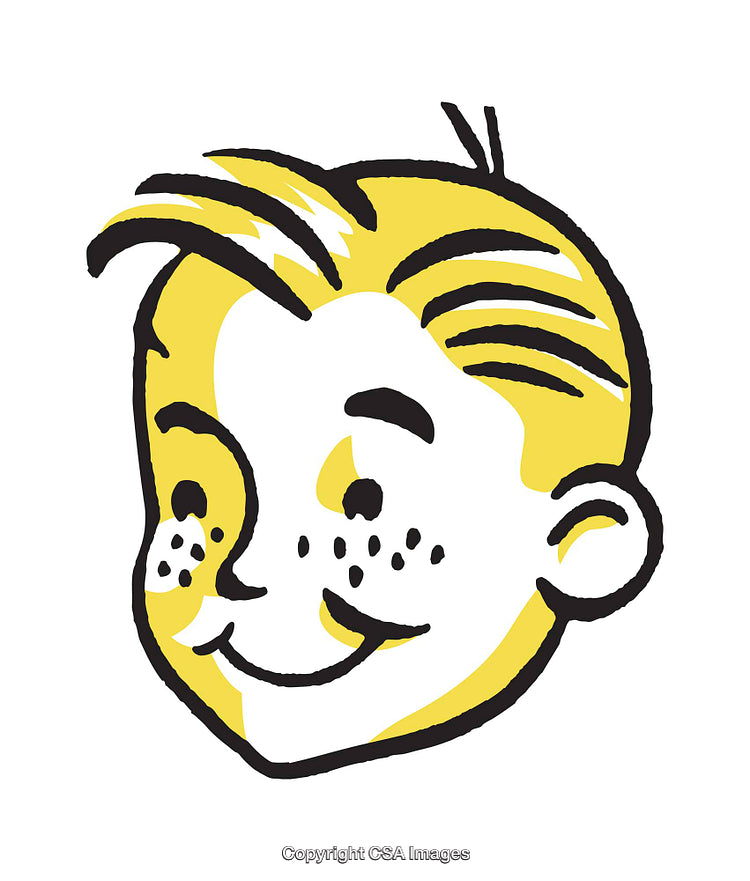 Retro Style Illustration of a Smiling Boy with Freckled Face and Short Hair