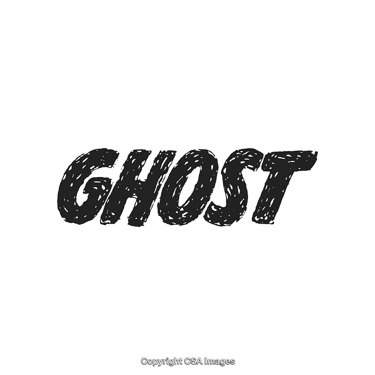 Textured Black Typography of the Word Ghost on White Background