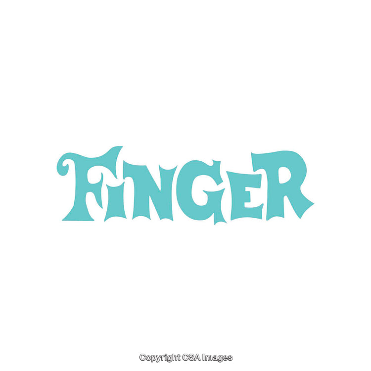 Retro Typography Lettering of the Word 'Finger' in Blue Letters