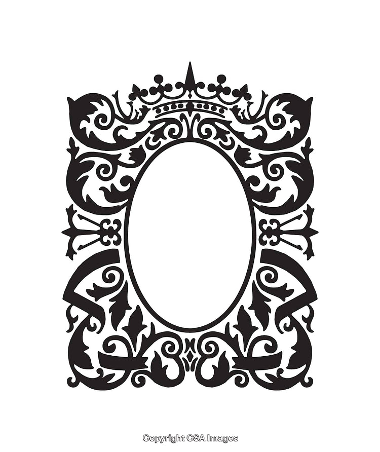 Elegant Black and White Ornamental Frame with Symmetrical Details
