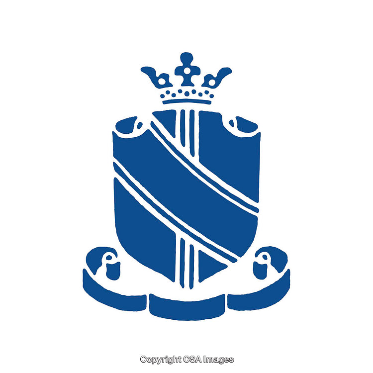 Elegant Blue Heraldic Crest With Crown and White Background