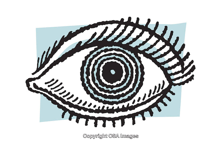Stylized Black-and-White Eye Illustration with Minimalistic Design Elements