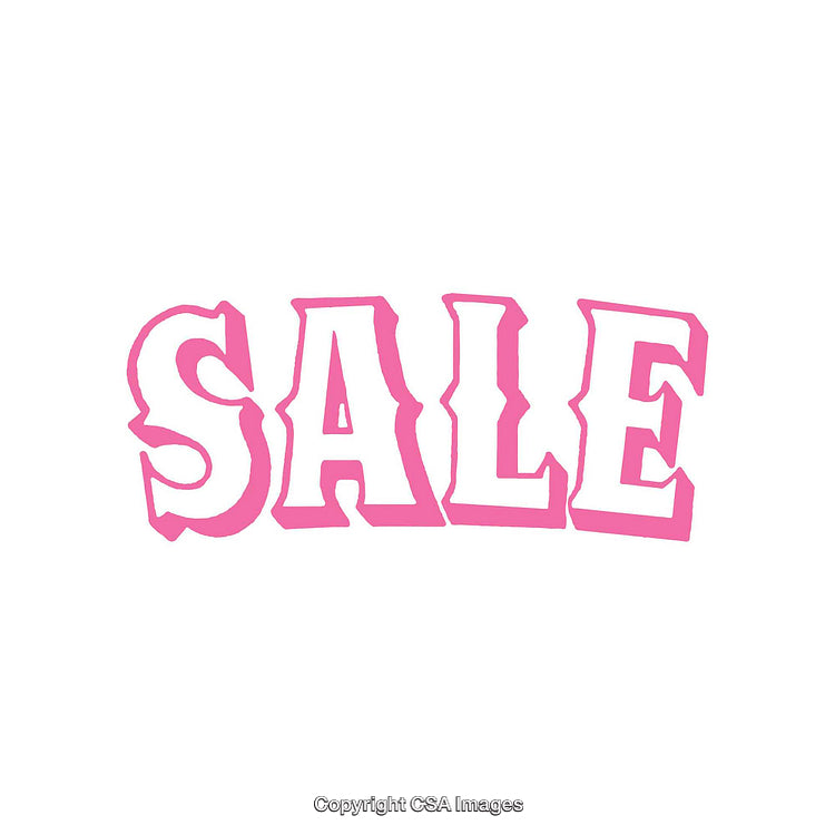 Bold Pink Sale Sign with Decorative Lettering on White Background
