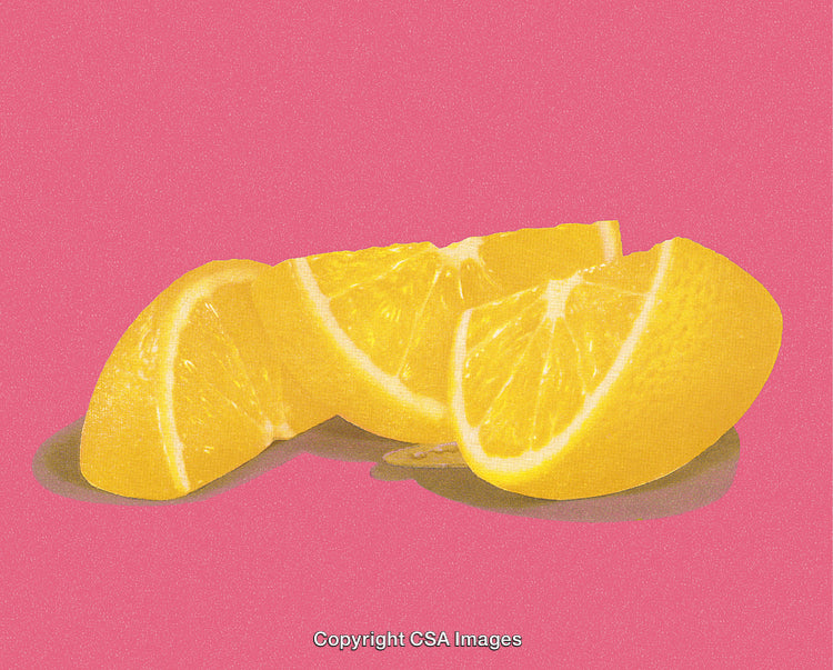 Stylized Lemon Slices with Vibrant Pink Background in Pop Art Design