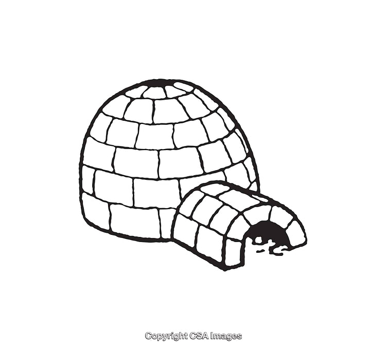 Black and White Line Art Illustration of a Traditional Igloo Structure
