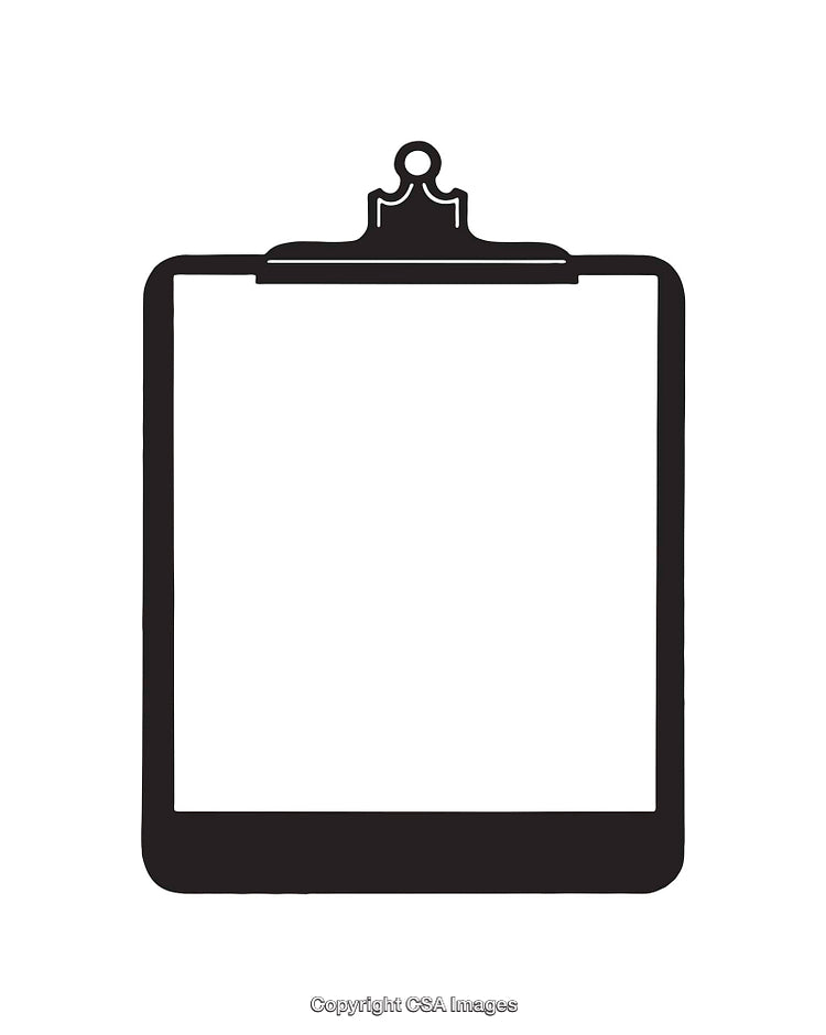 Black and White Minimalist Illustration of a Clipboard