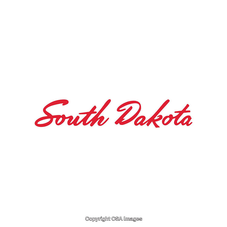 Bold Red South Dakota Text on White Background Artwork