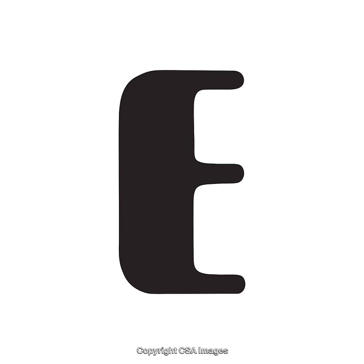 Bold Black Letter E Isolated on White Background