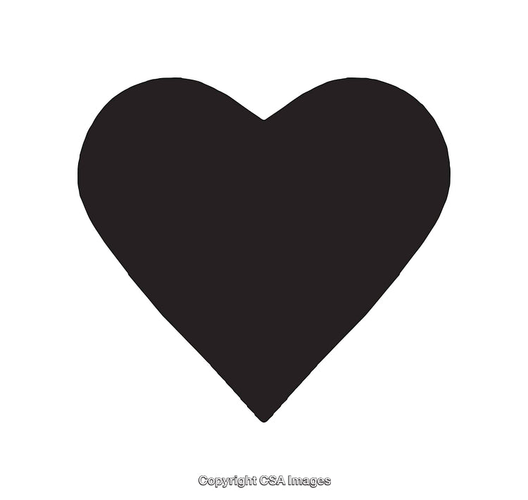 Black Silhouette Heart Shape on White Background Symbolizing Love