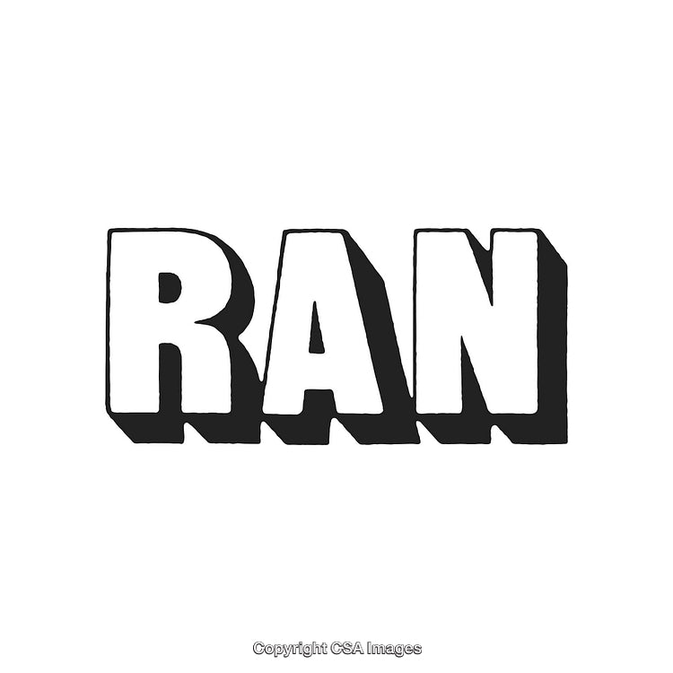 Bold Typography Art With the Word 'Ran' on White Background
