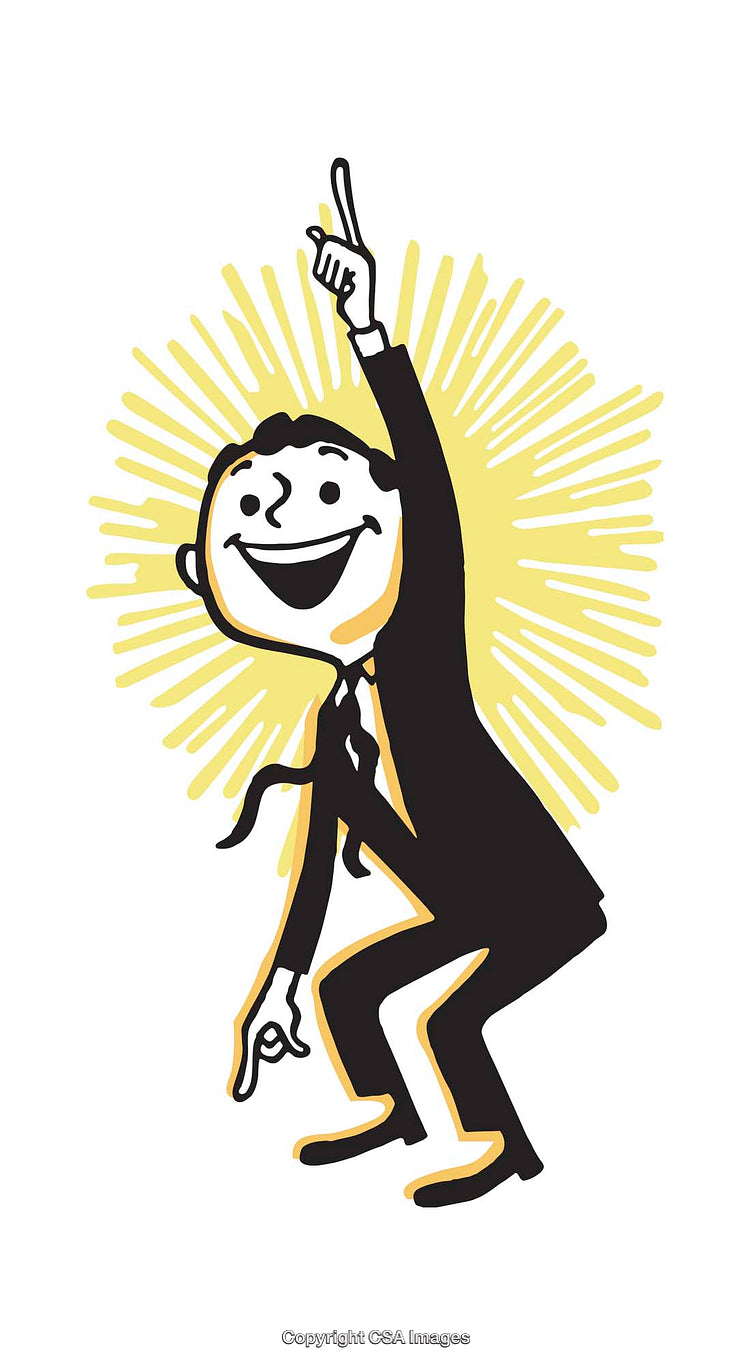 Dynamic Businessman Illustration Exuding Energy and Optimism in Vibrant Style