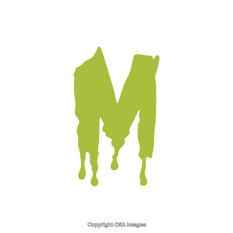 Green Dripping Letter M Symbol on White Background