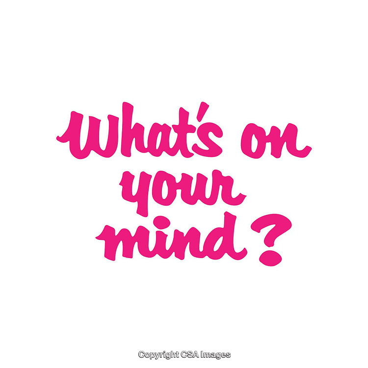 Pink Handwritten Phrase Asking "What’s on Your Mind?" on White Background