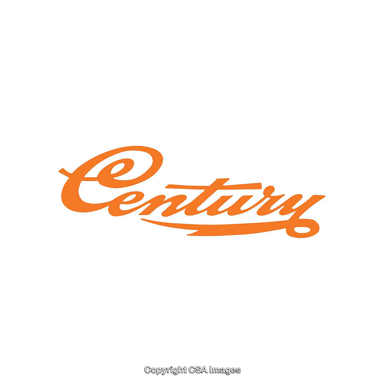 Vintage Orange Script Style Typography of the Word 'Century' on White