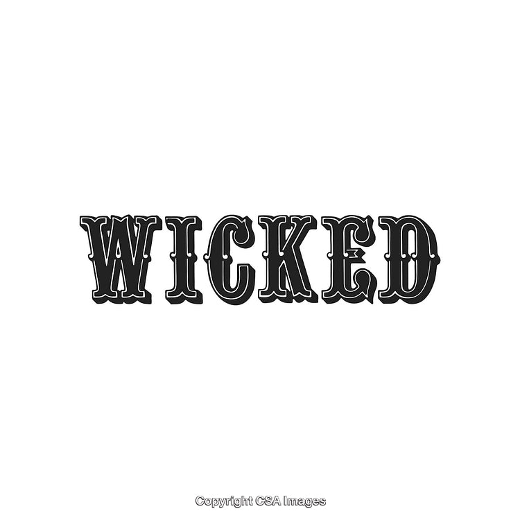 Wicked Text Design with Gothic Font Style on White Background