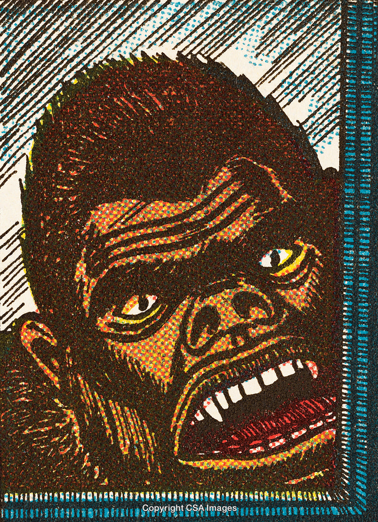 Vintage Comic Illustration Featuring A Stylized Angry Monster Face