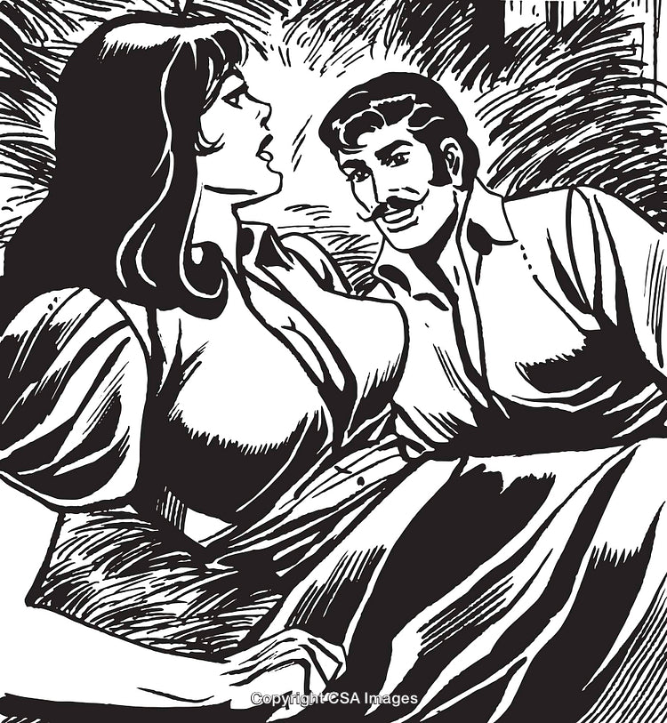 Vintage Comic Art Depicting Intense Facial Expressions in Dramatic Scene